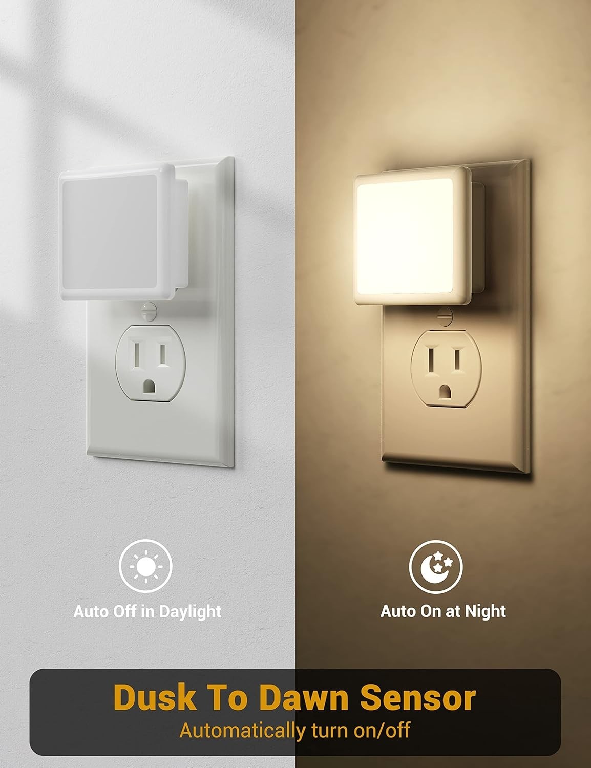 4-Pack Dusk-to-Dawn Wall Plug Night Lights with Auto Sensor