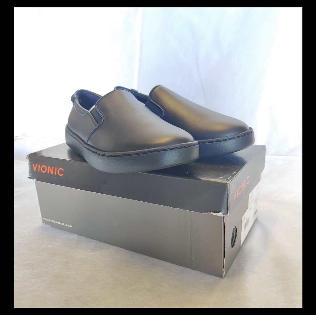 VIONIC PRO AVERY MAHONEY BLACK SIZE 6.5 NEW SLIP RESISTANT&WATER RESISTANT Shoes