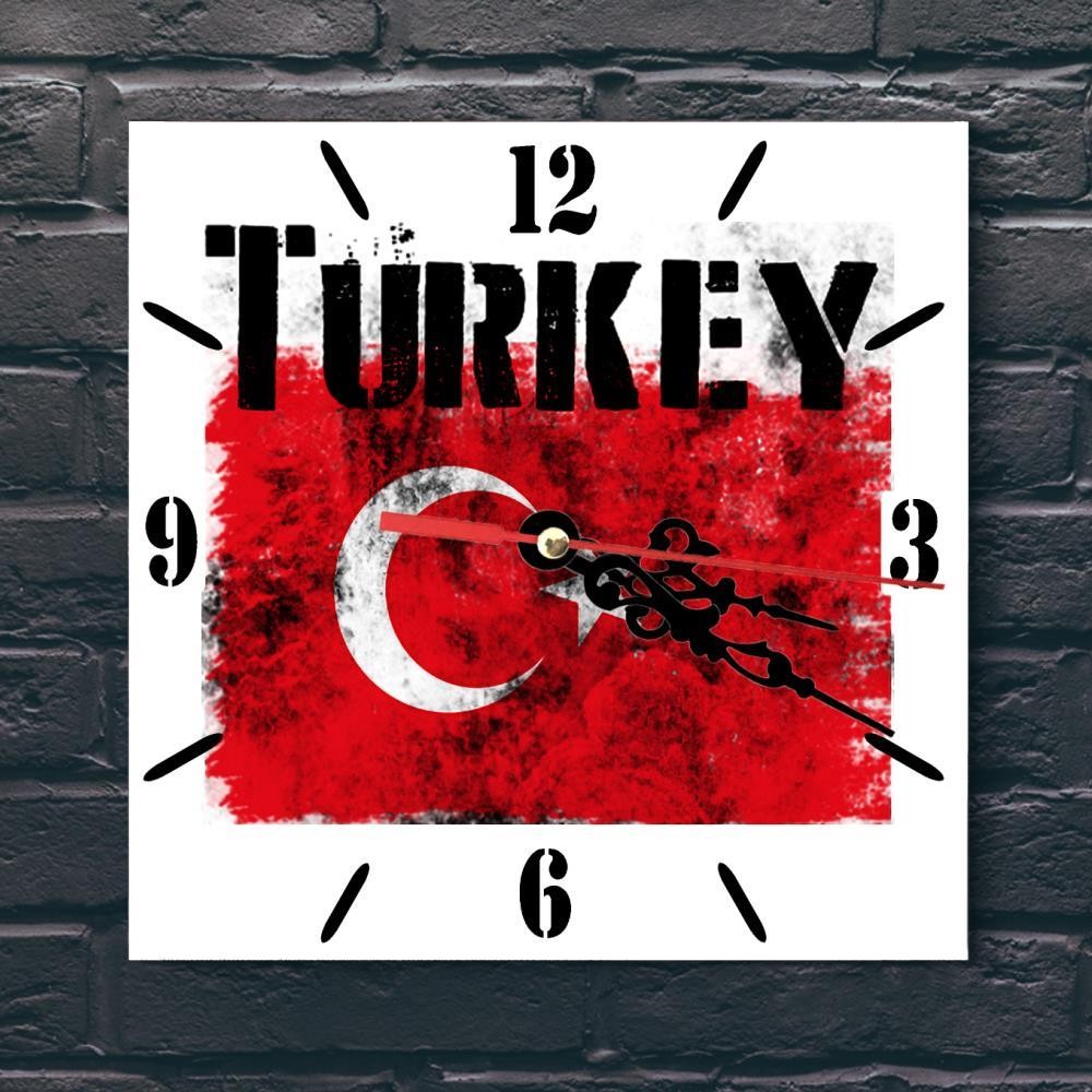 Turkey Flag Wall clock patriots CERAMIC Tile Watch Support Décor