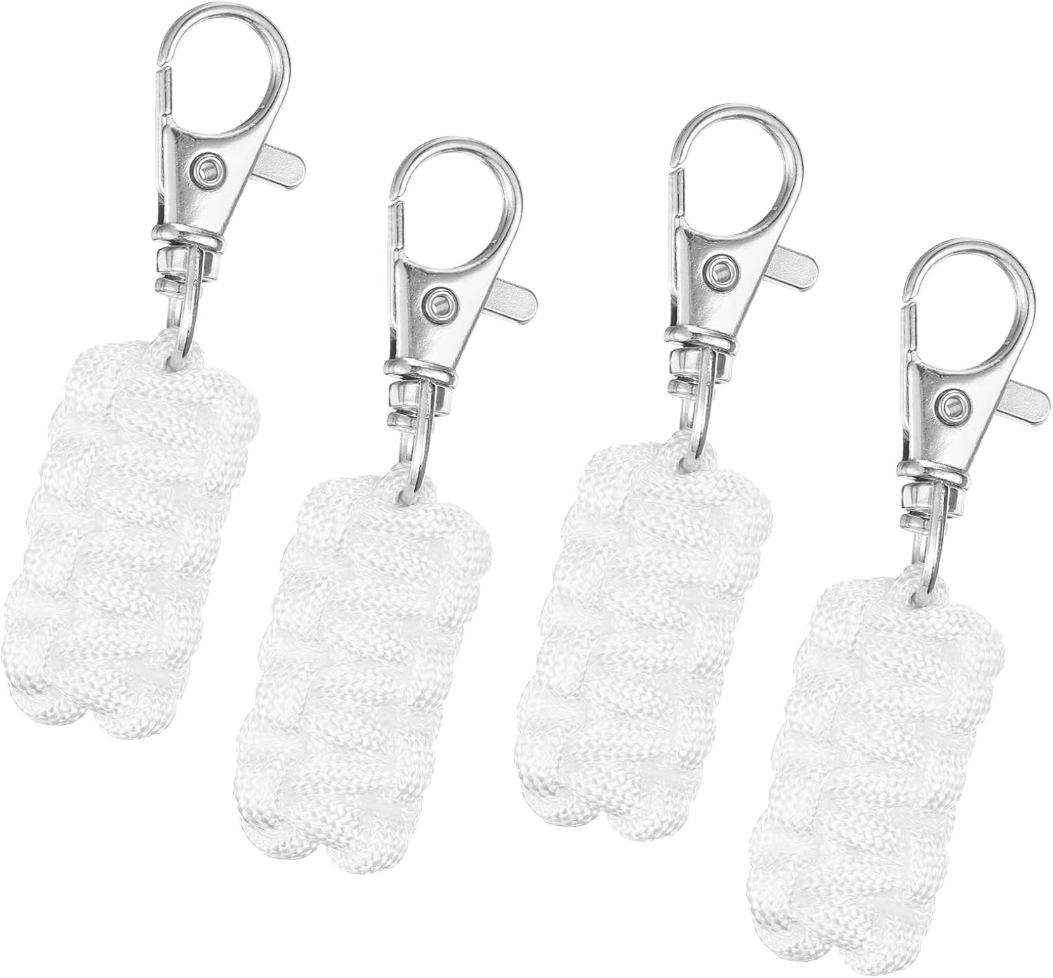 uxcell 4pcs Paracord Zipper Pulls, Lanyard Keychain for White