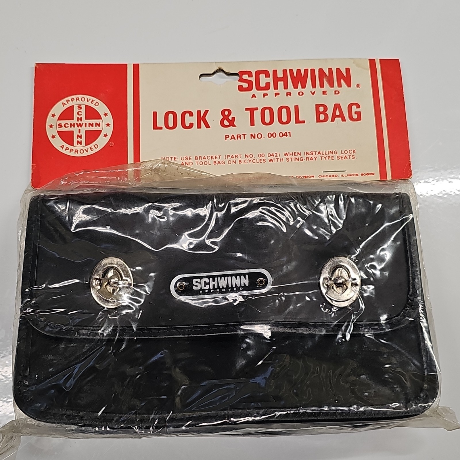 Schwinn Lock & Tool Bag Black Leather Buckle Closure Rear Part No. 00 041