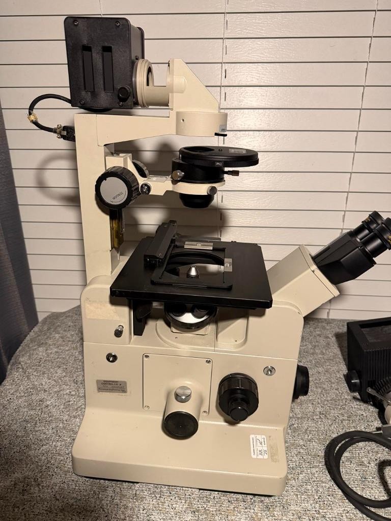 Nikon Diaphot Phase Contrast Inverted Microscope w HG 100w & centering objective