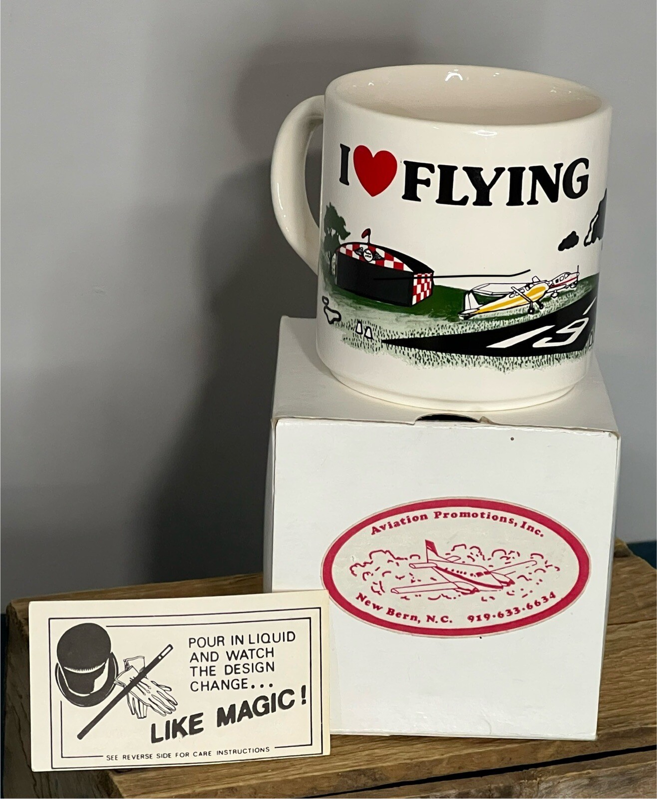 Collectible I Heart Love Flying Aviation Color Changing Ceramic Mug