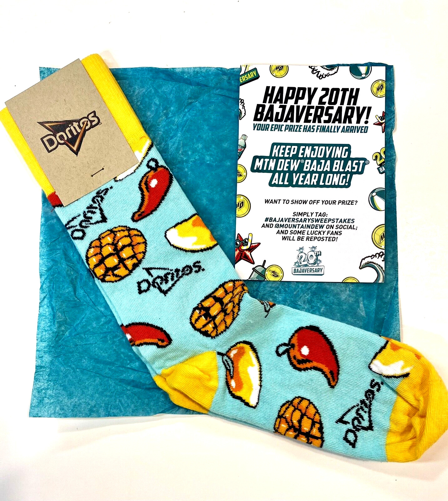 New Baja Blast Socks Doritos x Mountain Dew Mtn Dew 20th Bajaversary Fiery Mango