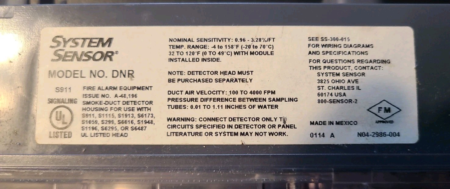 System Sensor DNR Duct Smoke Detector w/ Smoke Head Take-Off Volume Pricing