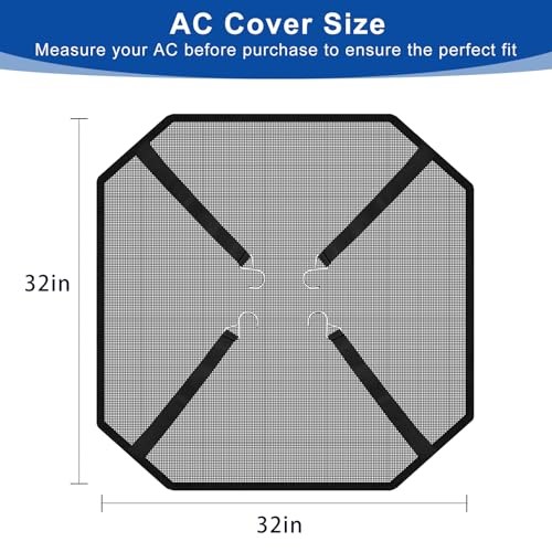 32" x 32" Black Polyester Mesh Outdoor Central AC Unit Cover