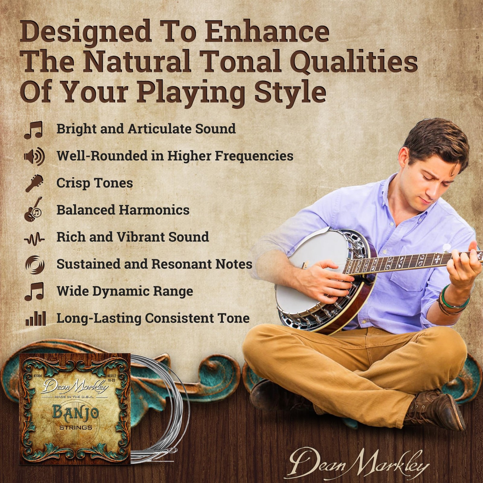 Dean Markley Banjo Strings 5 String Set, Medium Light Gauge 10-24, Silver
