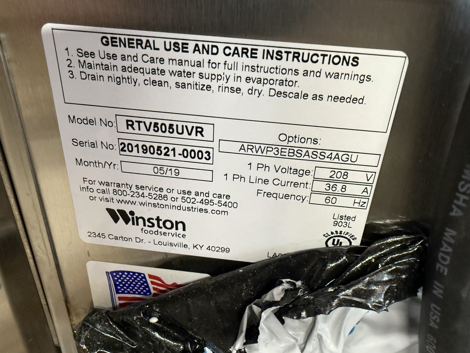 Winston Gold CVap RTV5-05UV Retherm Oven Rethermalizer 240 commercial steam hold
