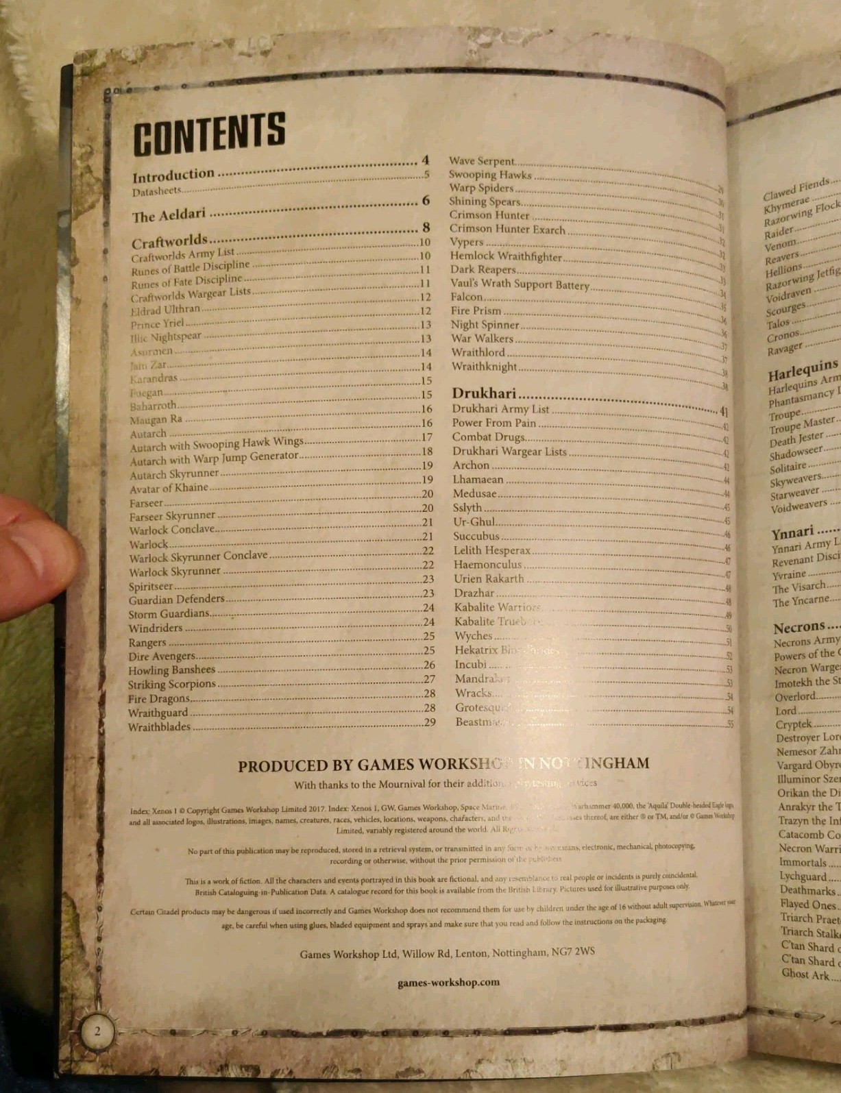 Warhammer 40k Index Xenos 1 2017 Good Condition