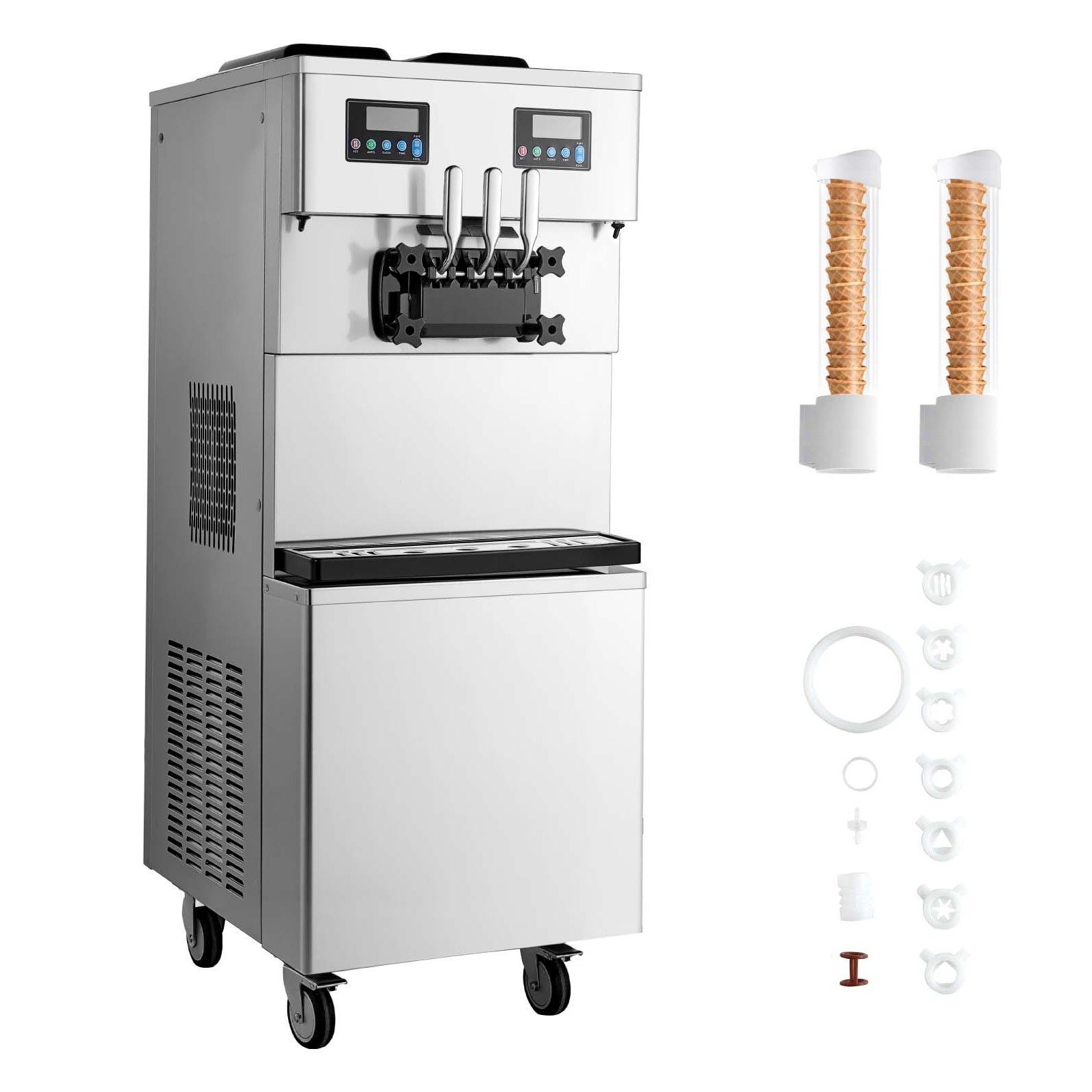 Uimoso Commercial Ice Cream Machine with Dual Compressor and 3Flavors Capability