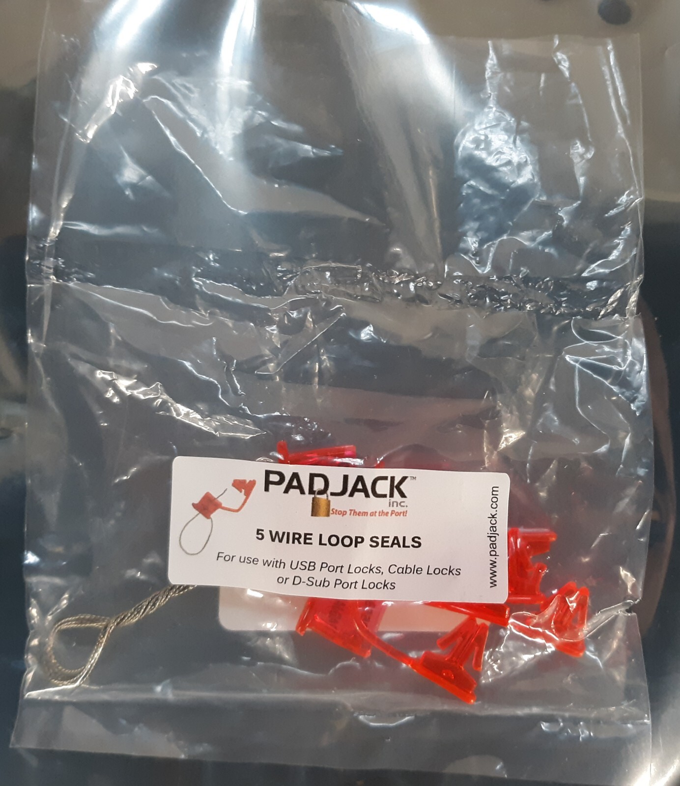 (5-Pack) PadJack Wire Loop Seals for use w/ USB/Cable Port Locks NEW *SEALED*
