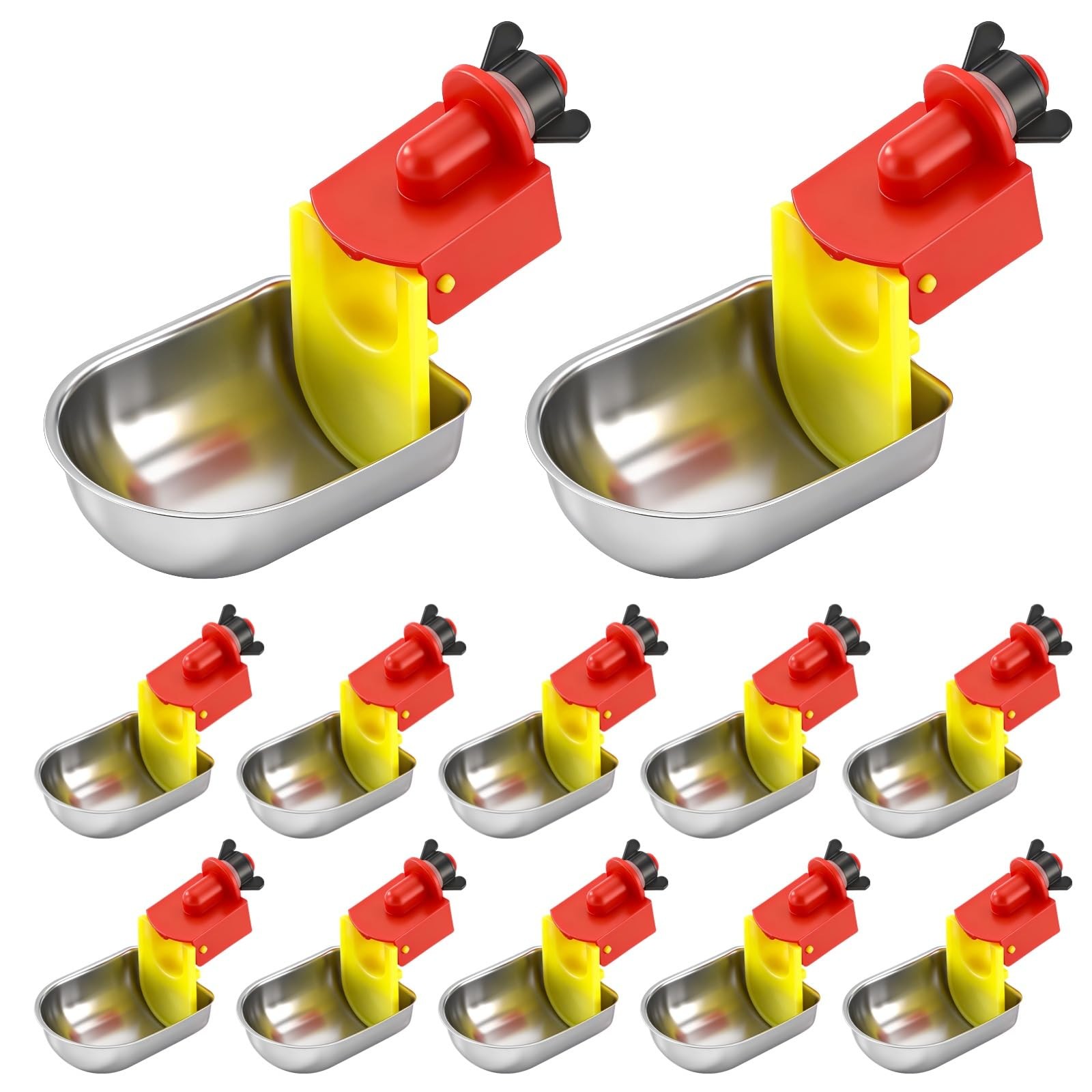 12 Pcs Automatic Chicken Water Cups, Stainless Steel Poultry Drinker Bowls, S...
