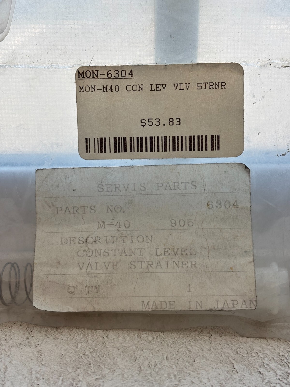 Monitor Service Parts Constant Level Valve Strainer w/bonus Strainer PN6304