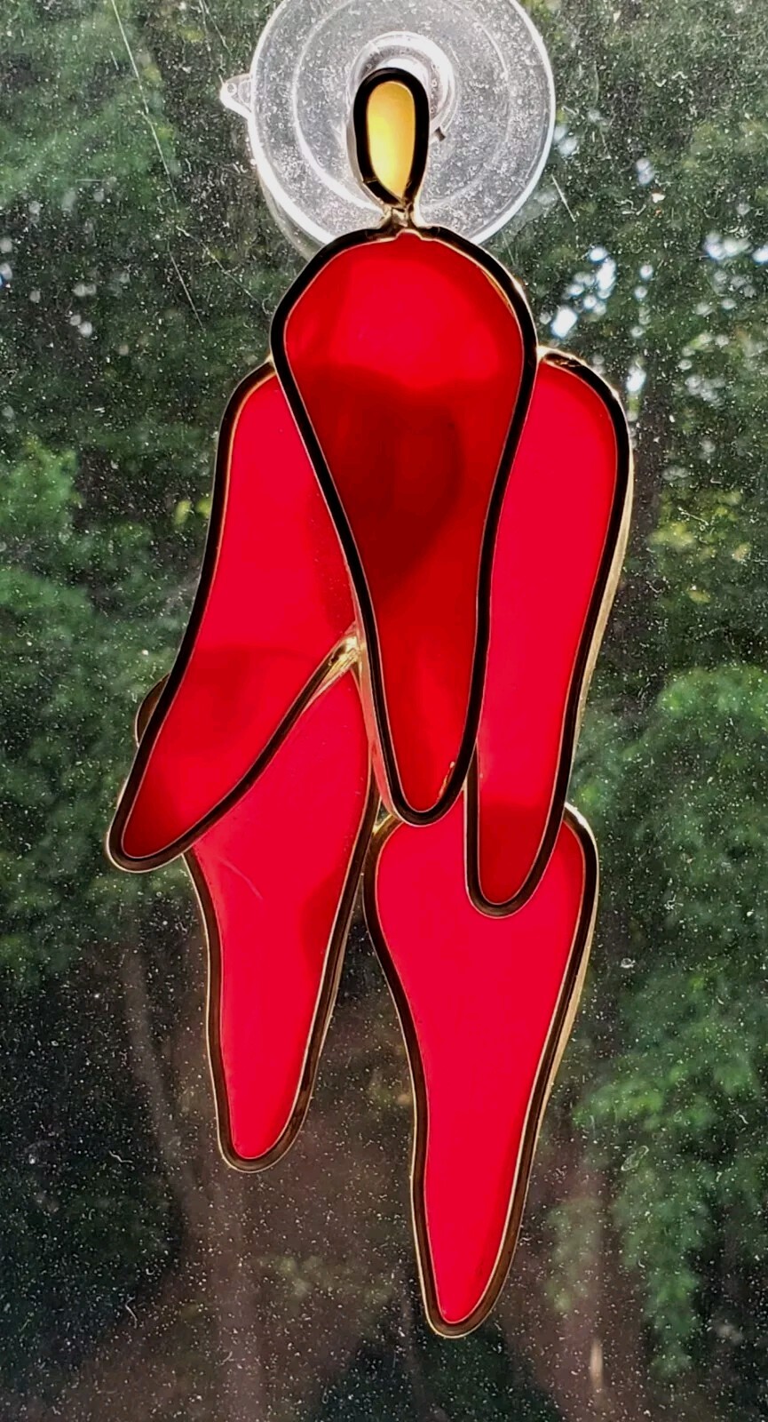 Red Chili Peppers Stained Glass Suncatcher 7"