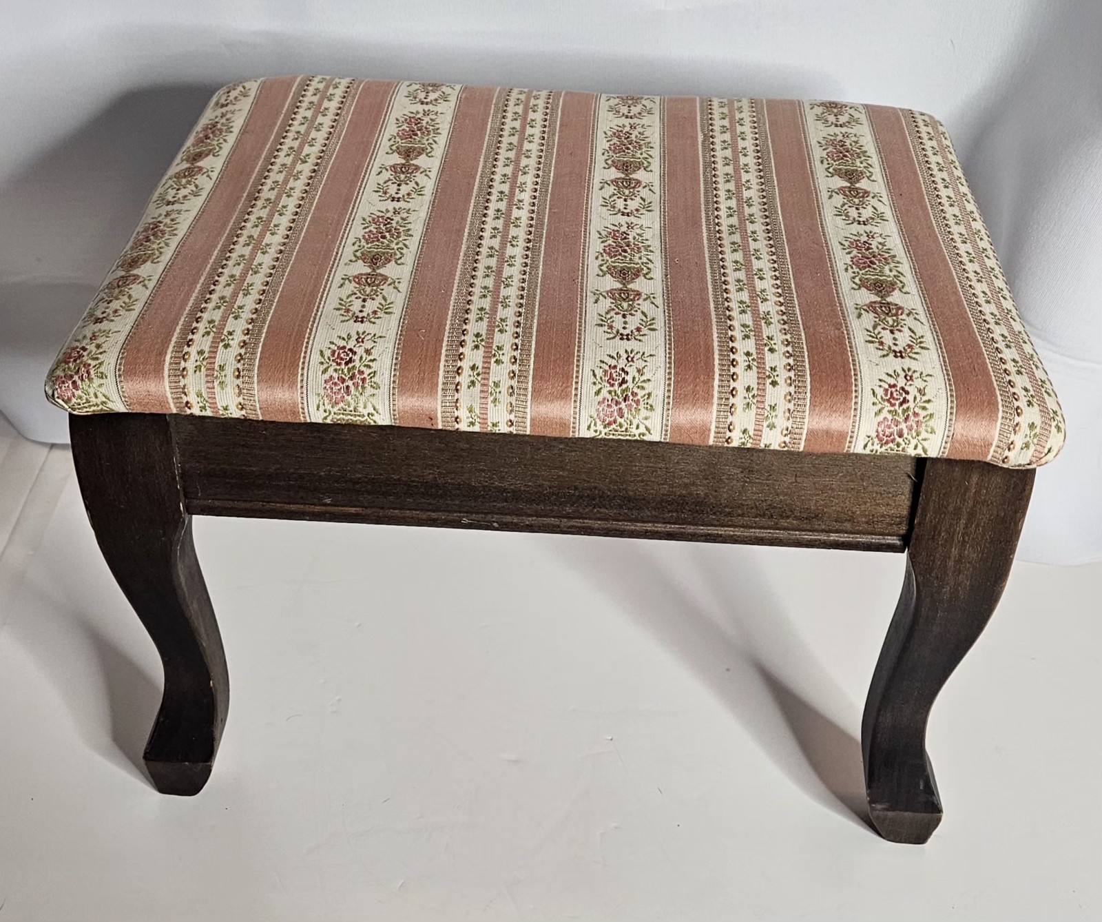 Vintage Electric Heated Wooden Footstool with Floral Upholstry Works