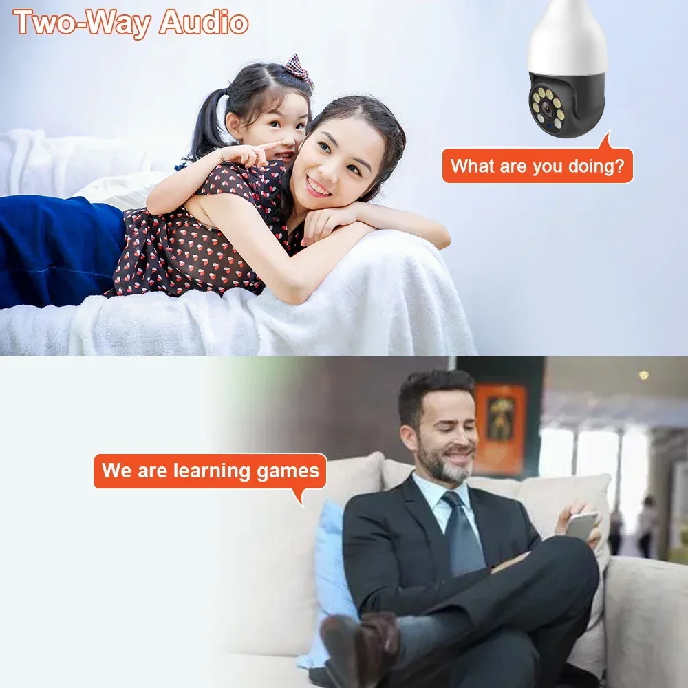 E27 5MP Camera Bulb PTZ Security Video Bulb Surveillance Camera Motion Tracking