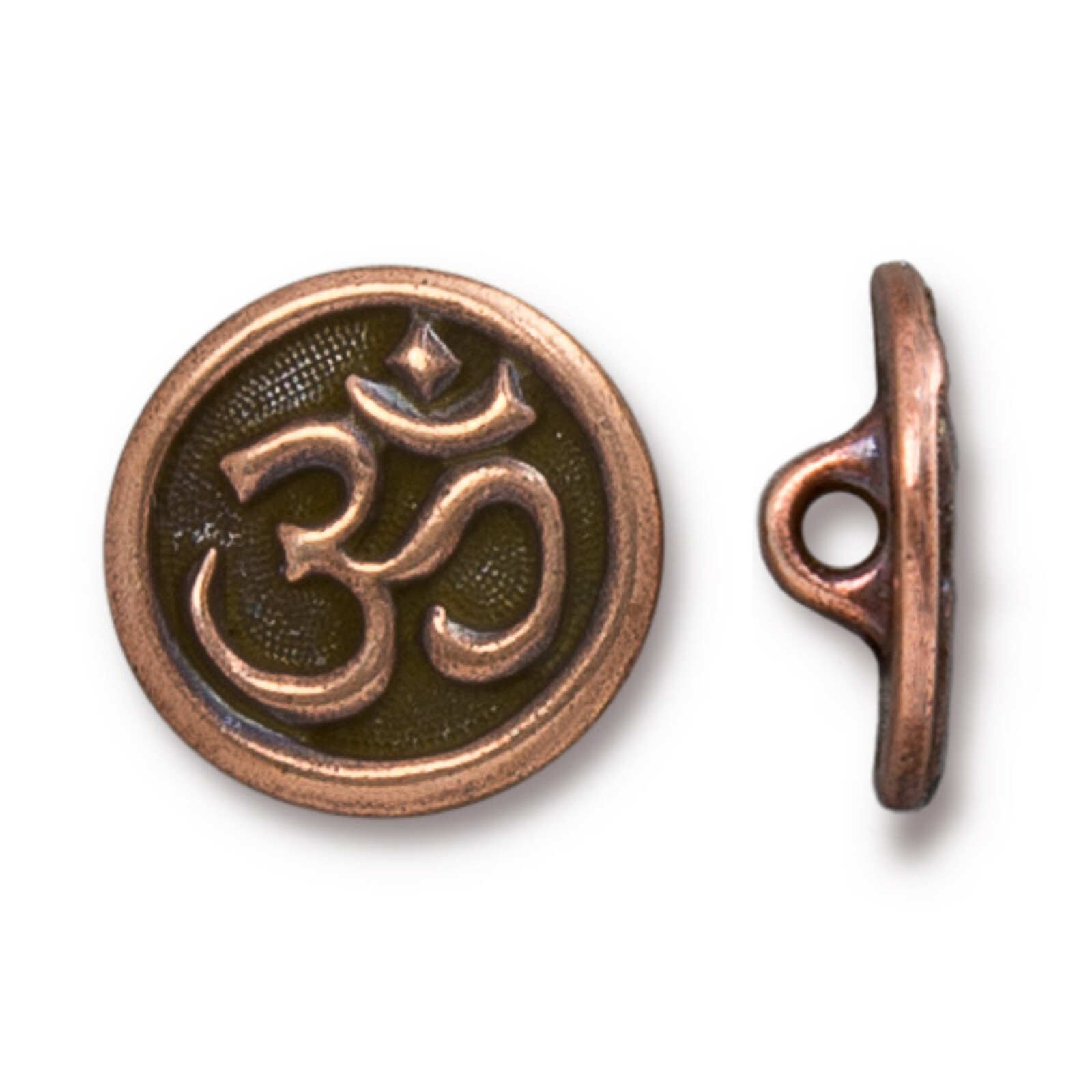 TierraCast Om Button, Antiqued Copper Plated Pewter (Pkg. of 2)