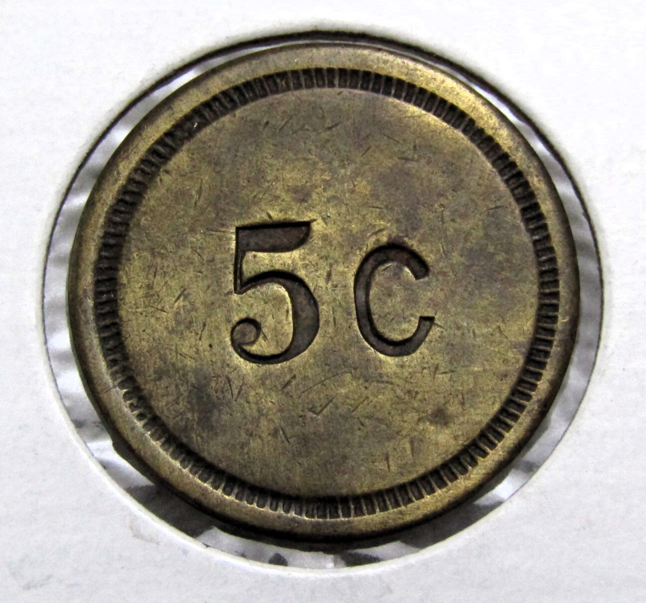 West Side Bar 5 Cents Trade Token - 23mm & 3.7 grams