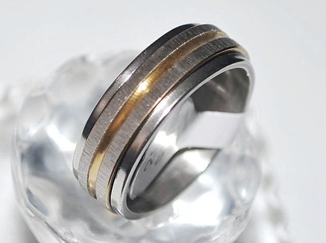 Women Men's Ring Steel And Gold Plate Rotating Anti Stress New Convenient