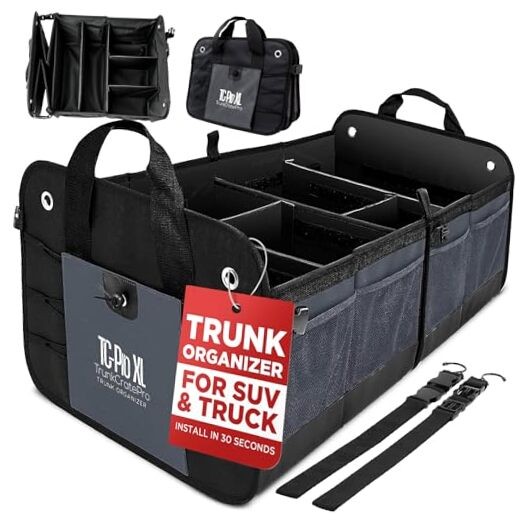 - XL Trunk Organizer For SUV, Car, Truck with 6 Compartments ExtraLarge Gray