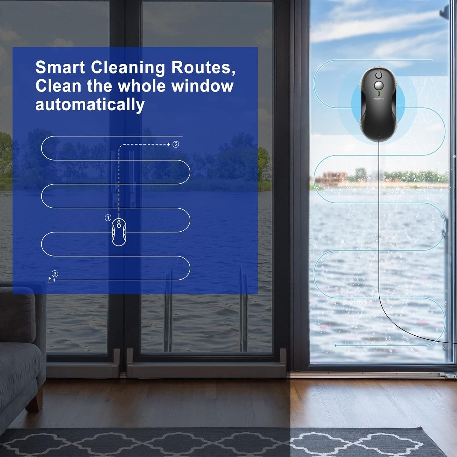 Tosima W3 Window Cleaning Robot Dual Direction Auto-Spray Smart Navigation Safe