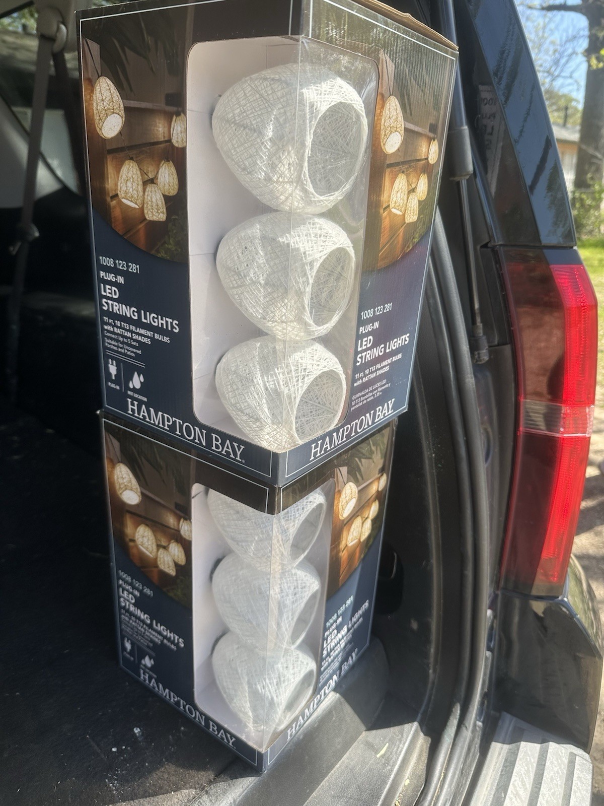 Hampton Bay LED Plug-In String Lights with Rattan Shades Indoor Outdoor White
