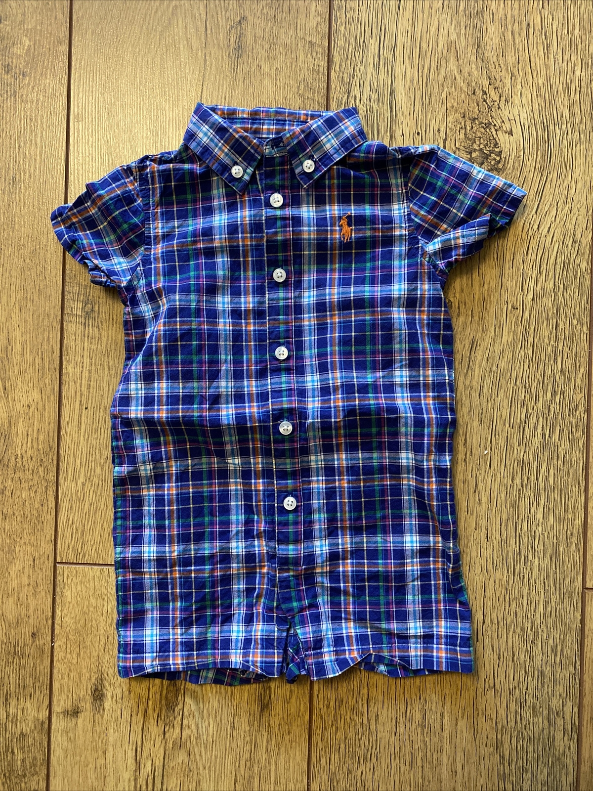 Ralph Lauren Baby Short Sleeved Shirt In Checked Blue Size UK 6 Months BRAND NEW
