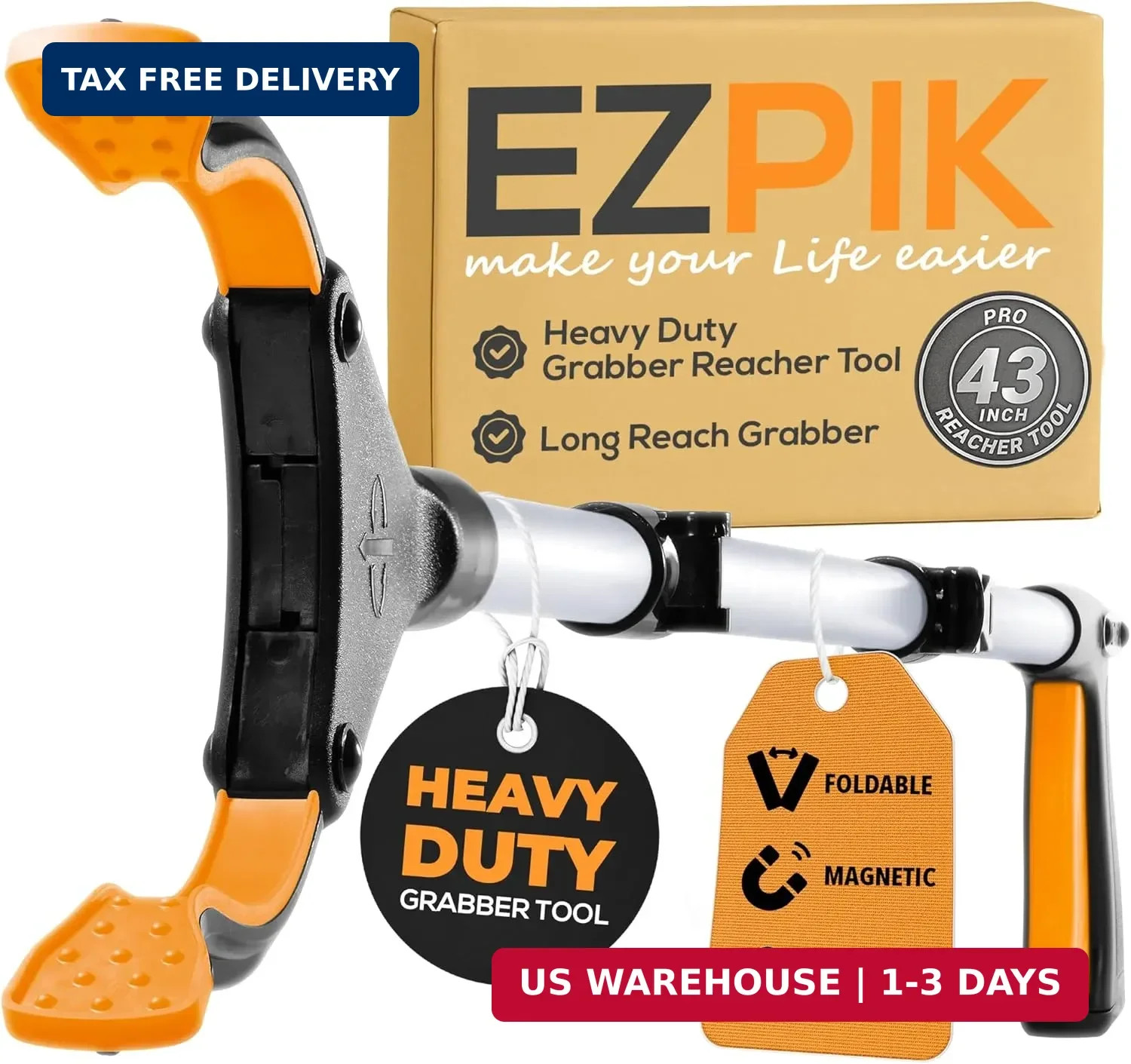 EZPIK Pro 43" Foldable Grabber Reacher Tool for Seniors - Grabbers for Elderly R