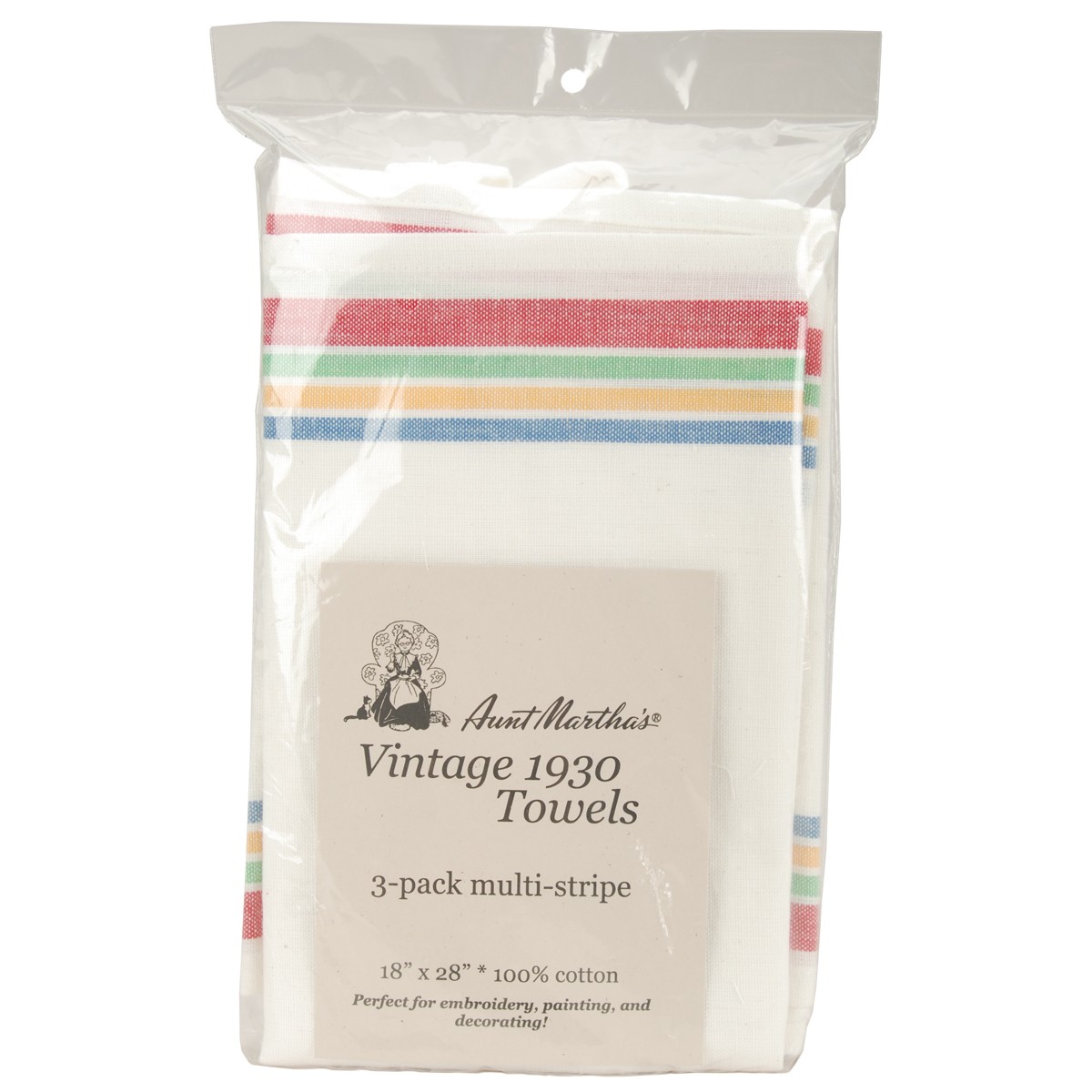 Stitch 'Em Up Retro Stripe Towels 18"X28" 3/Pkg Multi Stripe