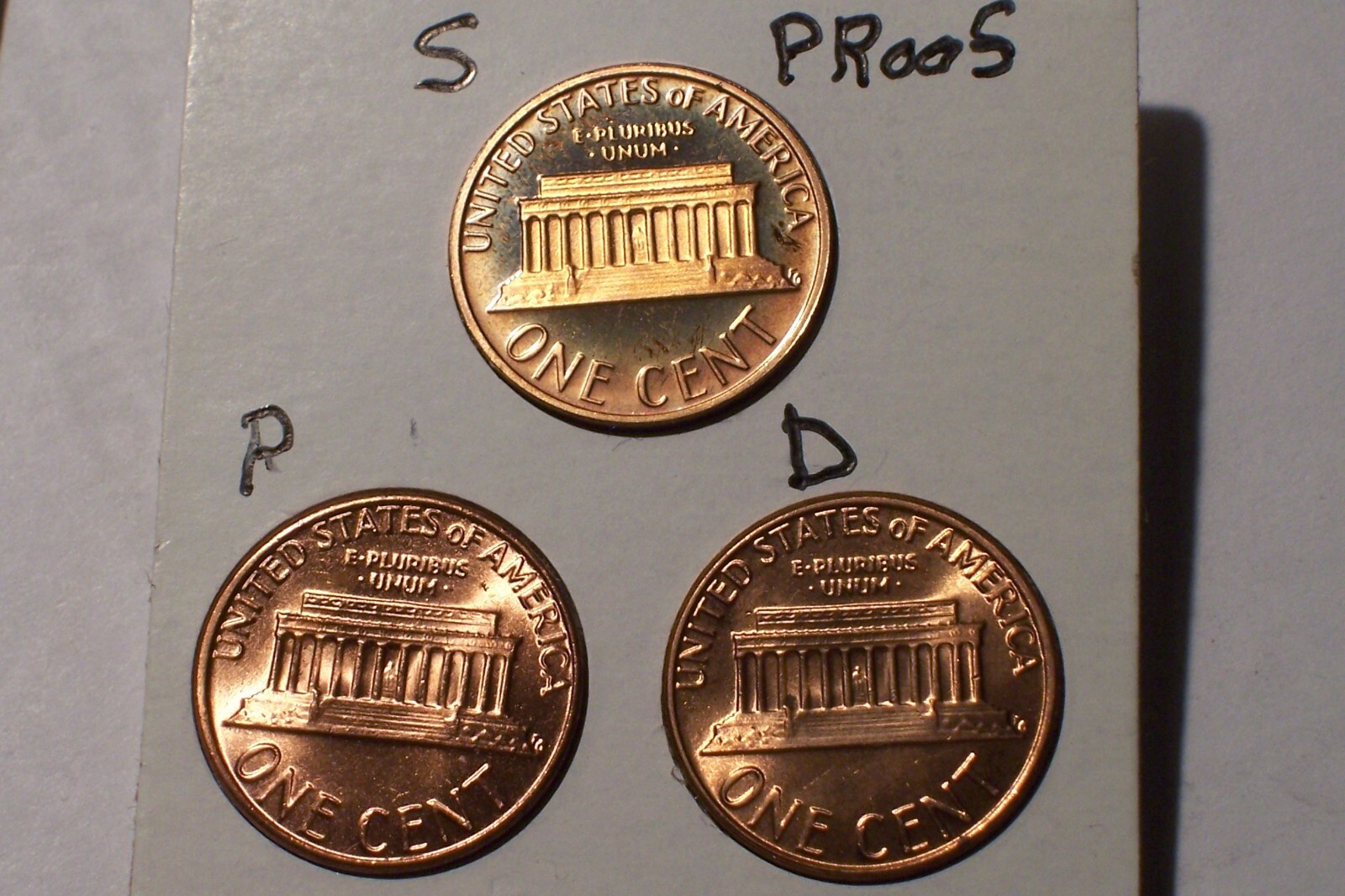 1981-P,D,S @ 3-coin set of unc. Lincoln Mem. Pennies {From rolls}