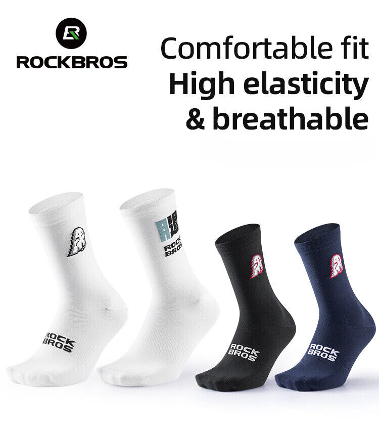 ROCKBROS 3pair Cycling Socks Crew Sock Breathable Cushioned Bike Socks Men&Women