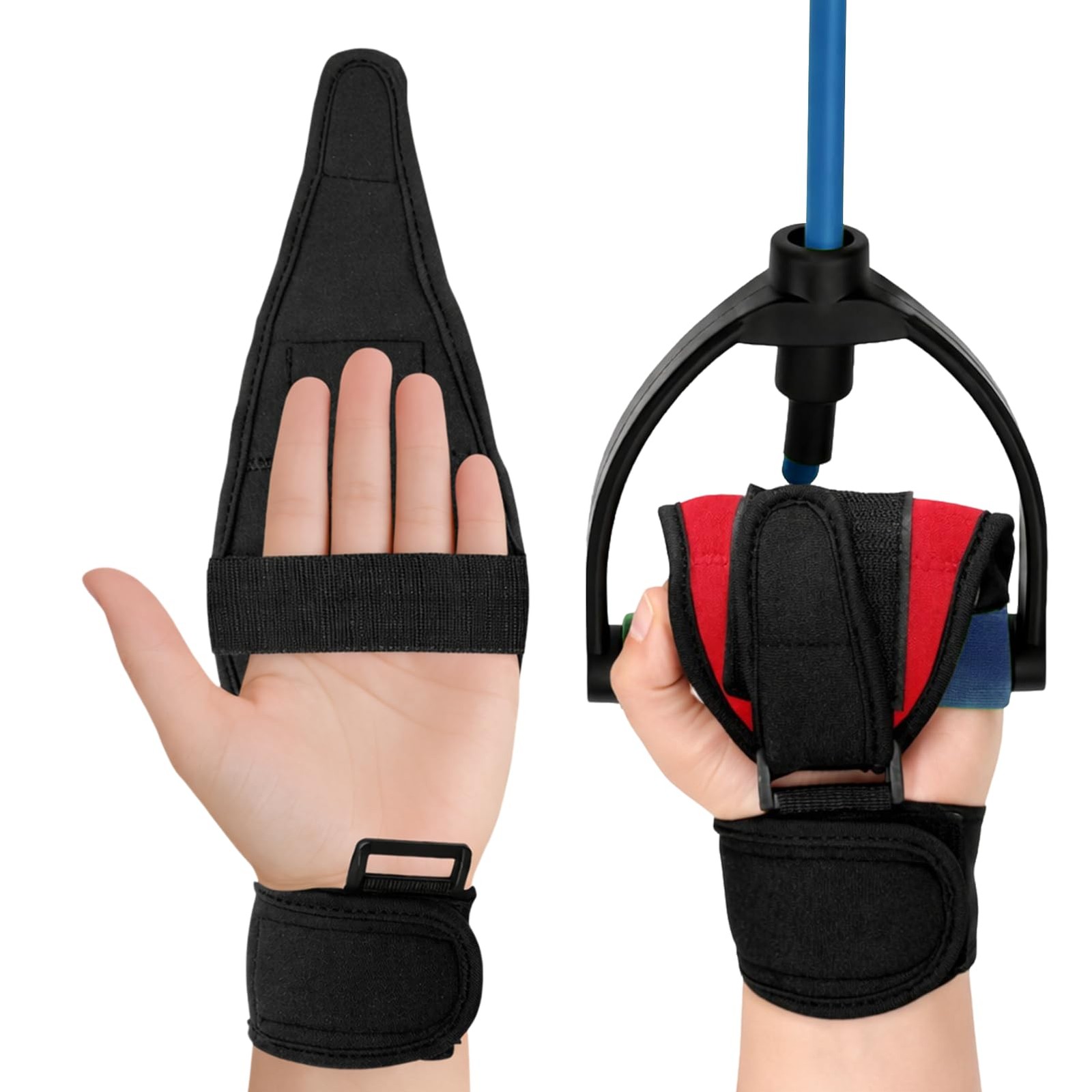 FDFuZhao Stroke Hand Rehabilitation Glove, Finger Splint for One Size, Red