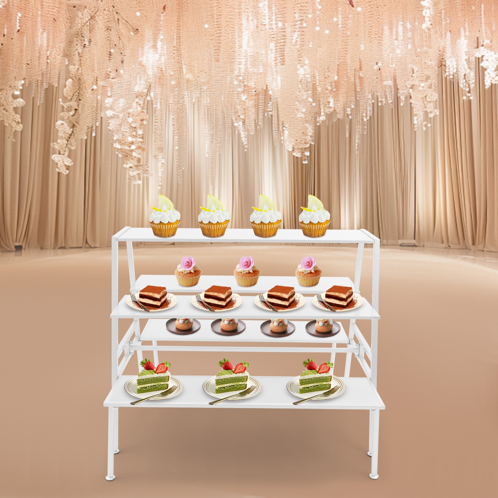 Modern Standing Display Rack, Double Side Clothing Shop Display Tables White