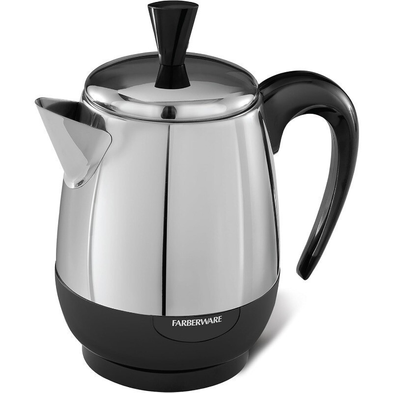 Electric Coffee Percolator Stainless Steel Basket Automatic Keep Warm 4 Cup