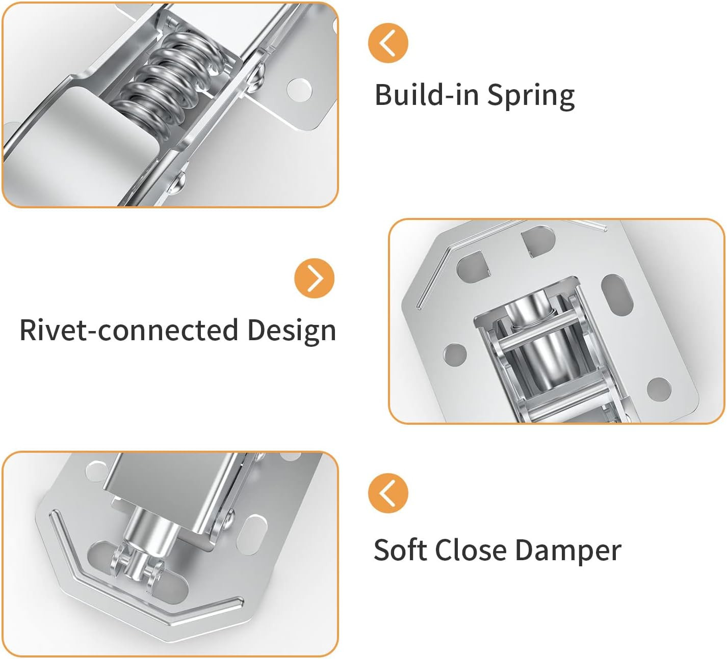 50 Pack Soft Close 90° Spring Hinges for Noiseless Kitchen Cabinets