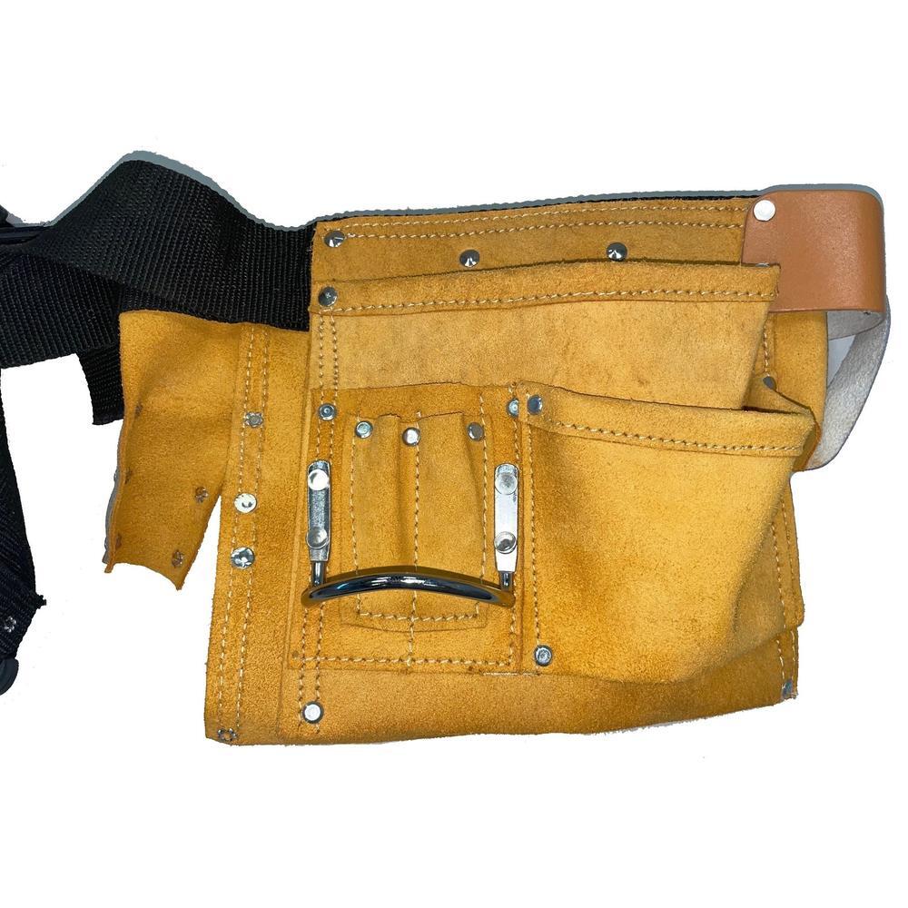 11 Pocket Leather Tool Belt w/ Quick Release Buckle Carpenter Construction Pouch