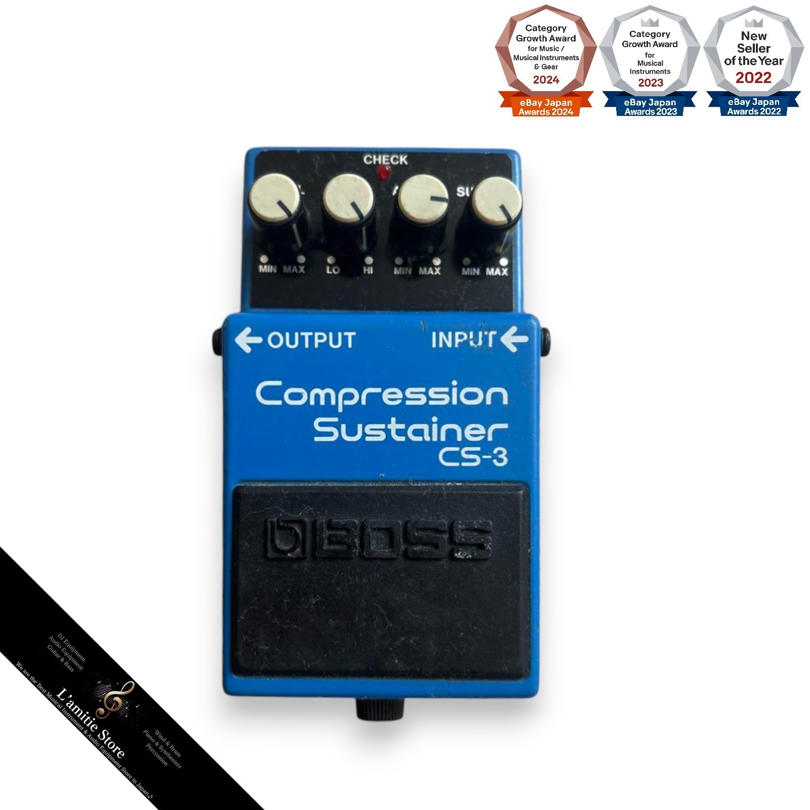 BOSS CS-3 CS3 Compression Sustainer Guitar Effects Pedal Analog Compressor Japan