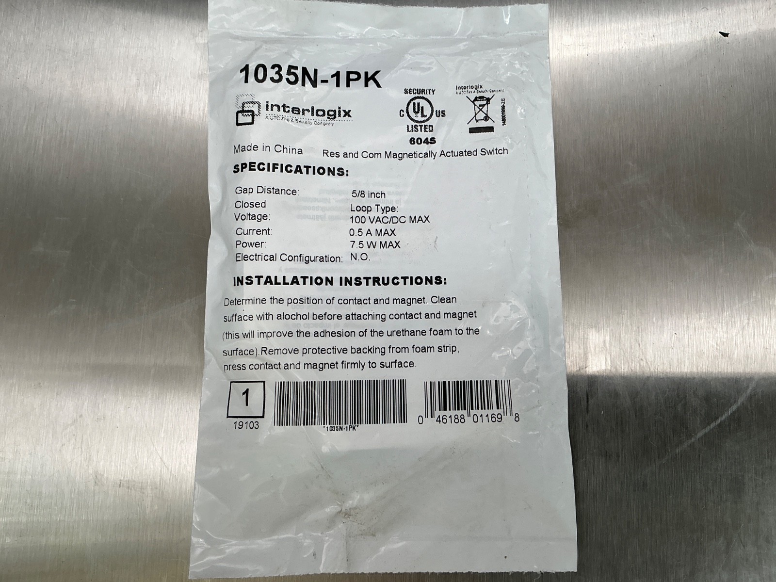Interlogix 1035N-1PK Magnetic Reed Contact