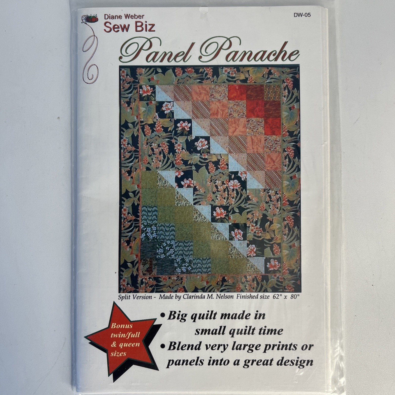 Sew Biz Panel Panache 63” x 80” Quilt Pattern