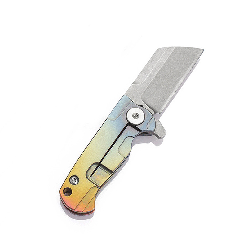 EDC Titanium Key chain Folding S35VN Blade Knife Pocket Outdoor Camping Tool