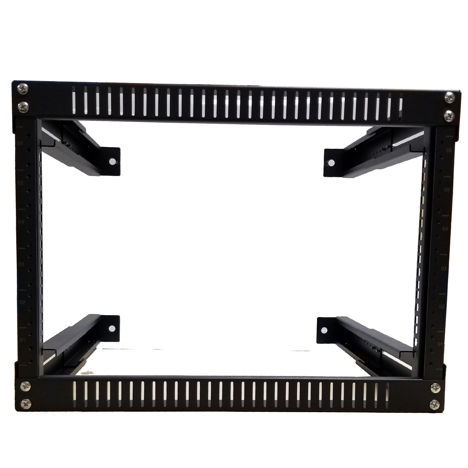 6U Open Frame Rack Expandable upto 19.5" Deep 4-Post Wall Mount Network Cabinet