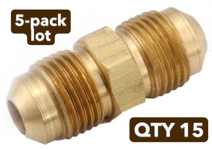 NOS 15-pack lot Anderson Metals 5/16" Brass 45-degree Flare Union 754042-05