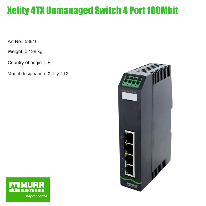 Murrelektronik 58810 Xelity 4TX Unmanaged Switch 4 Port 100Mbit