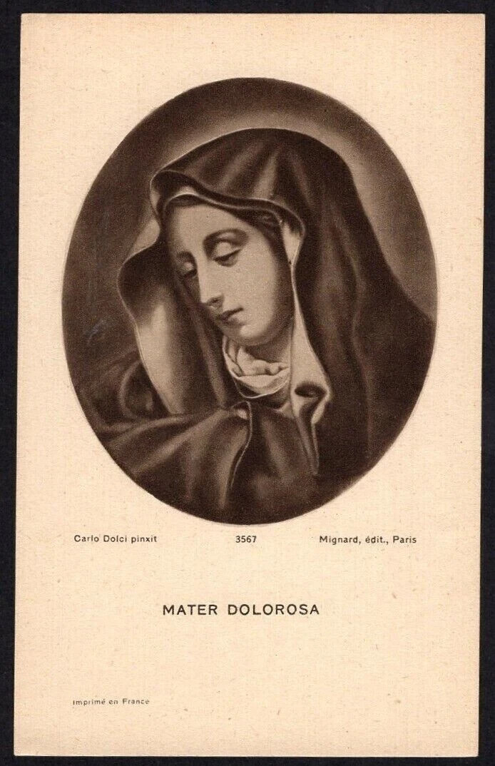 Holy card antique postale de la Virgin Dolorosa estampa santino image pieuse
