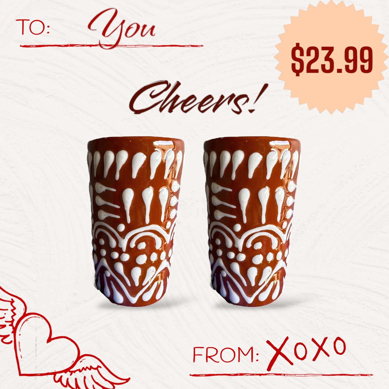 Valentine's Special Duo Set Of Ceramic Shot Glasses