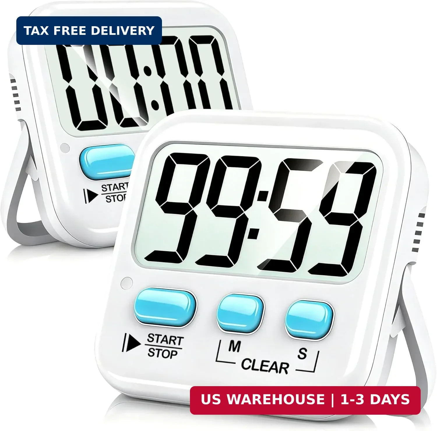 2 Pack Digital Timer for Kids Classroom Kitchen Timers for Cooking | w/ Battery,