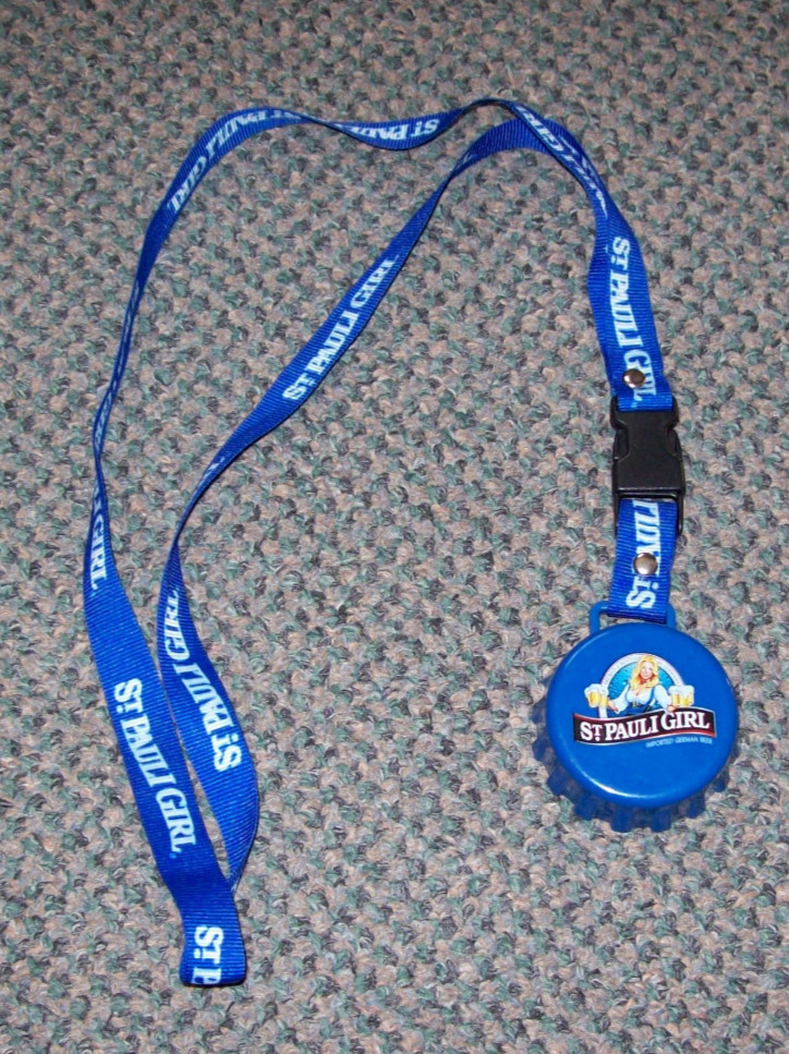 St. Pauli Girl Bottle Opener Detachable Lanyard Shaped like Bottle Cap