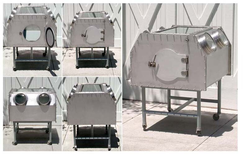 Steam Punk, Industrial Chic, Stainless Steel Vitrine Steel Glovebox Cabinet