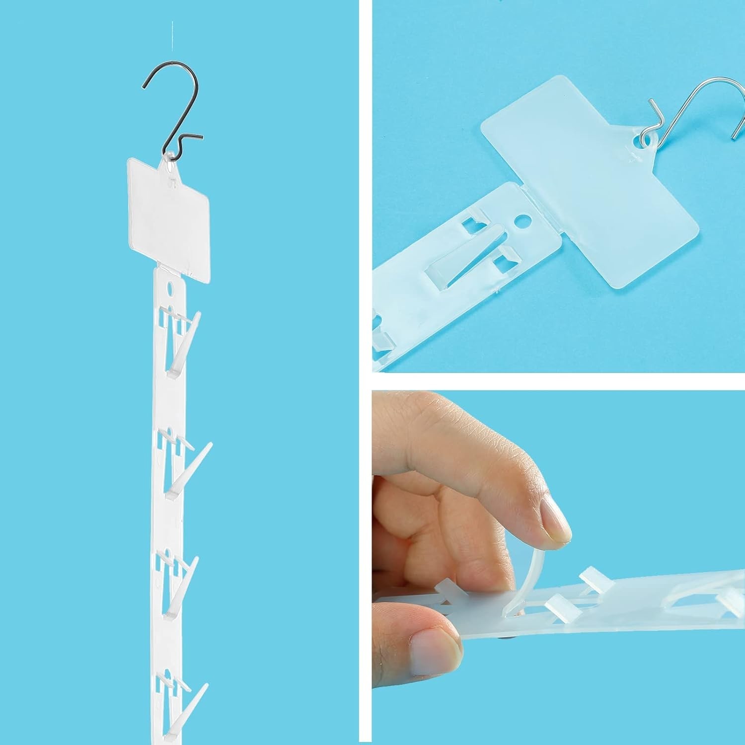 Durable Plastic Merchandise Hanging Strips: 10 Hooks & Maximum 35lb Capacity