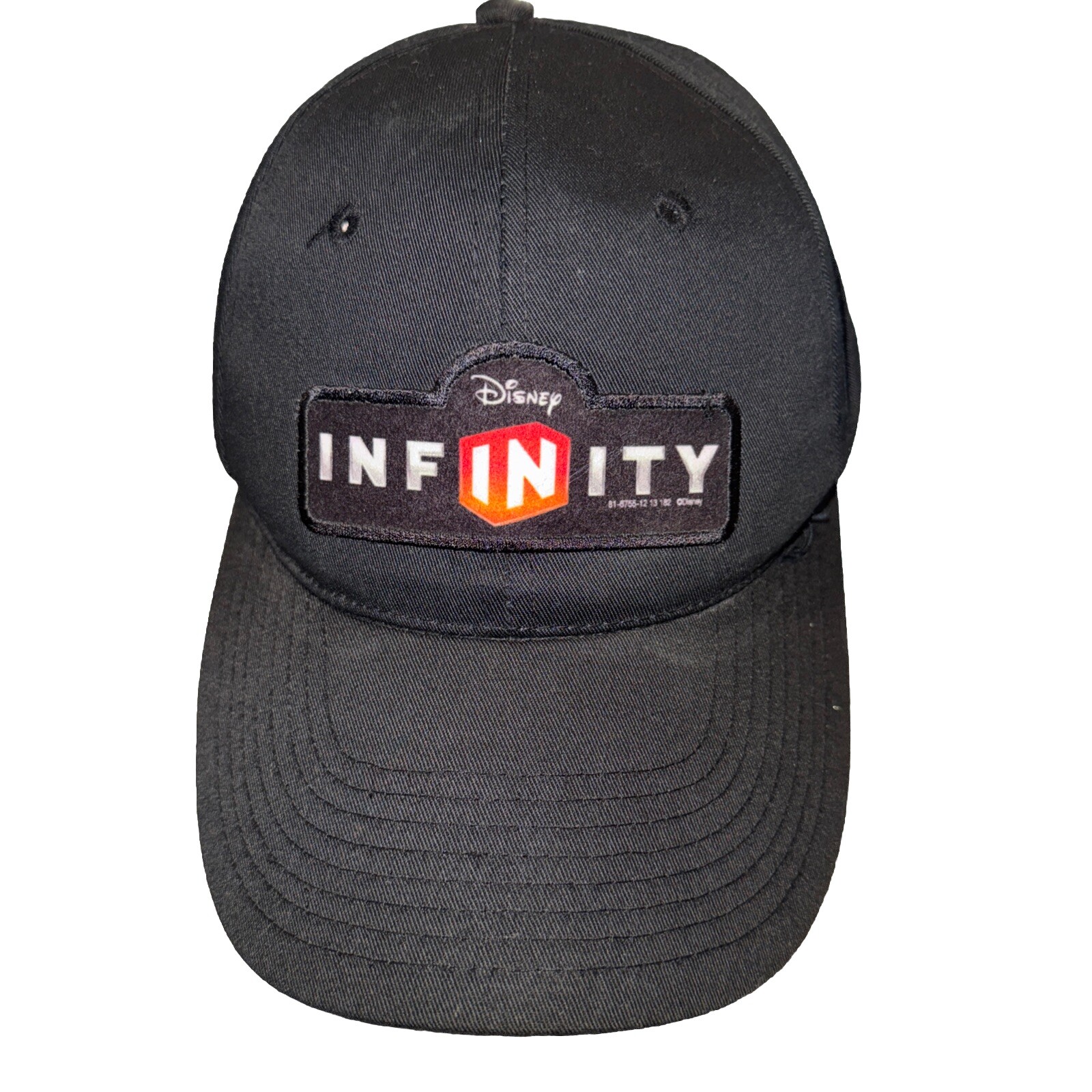 Disney InfINity White Orange  Logo Letters on Black Cotton Poly Hat Cap HookLoop